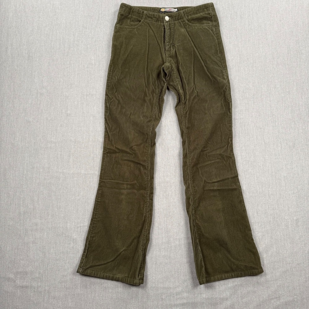 Blue Asphalt Olive Green Corduroy Flare Leg Pants Size 7โ Vintage Aesthetic